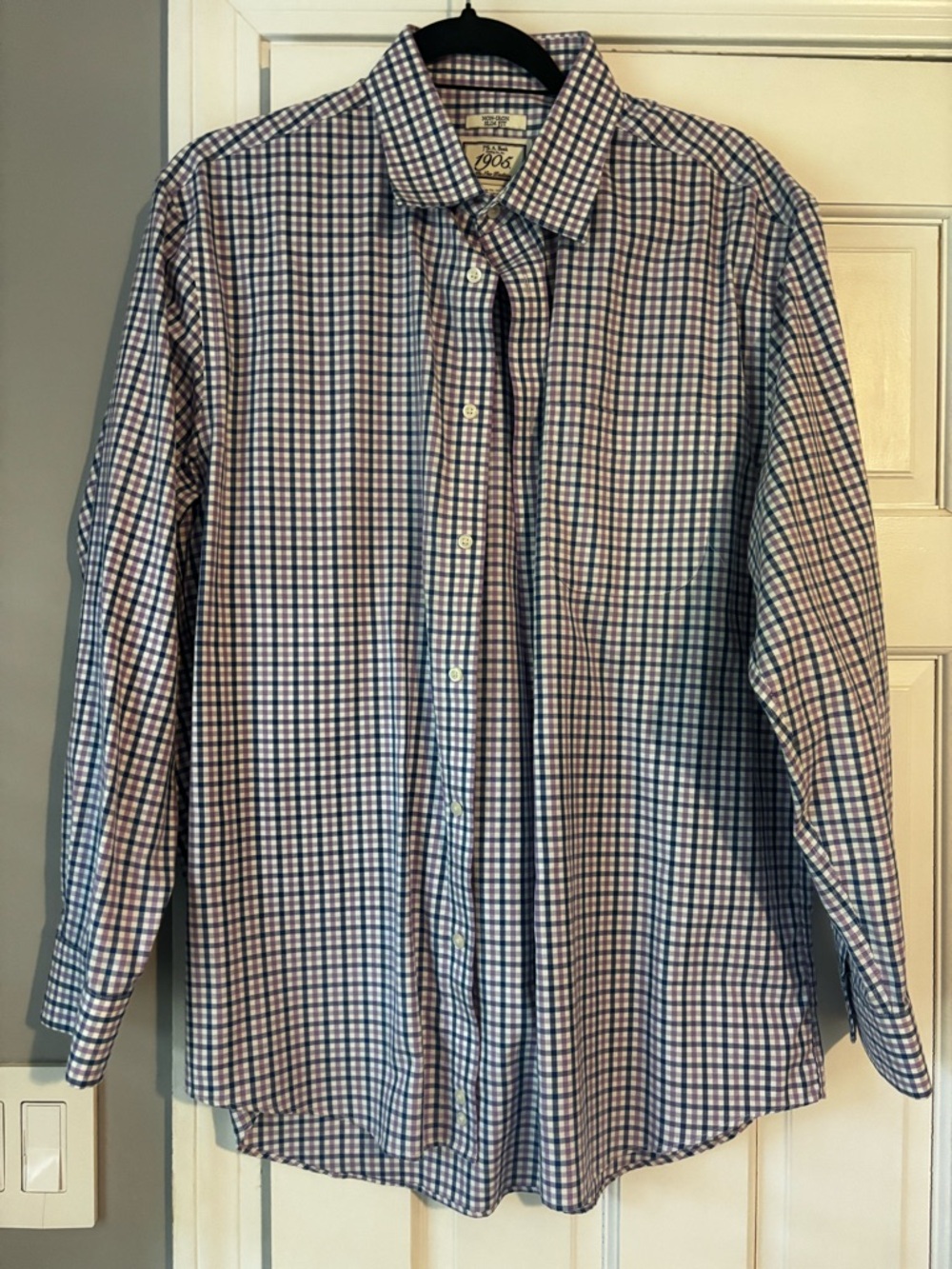 Jos. A. Bank Men's Blue & White Check Button-Down Shirt